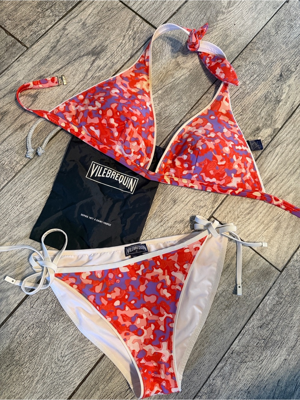 Vilebrequin Red & Pink Abstract Tie-Side Bikini